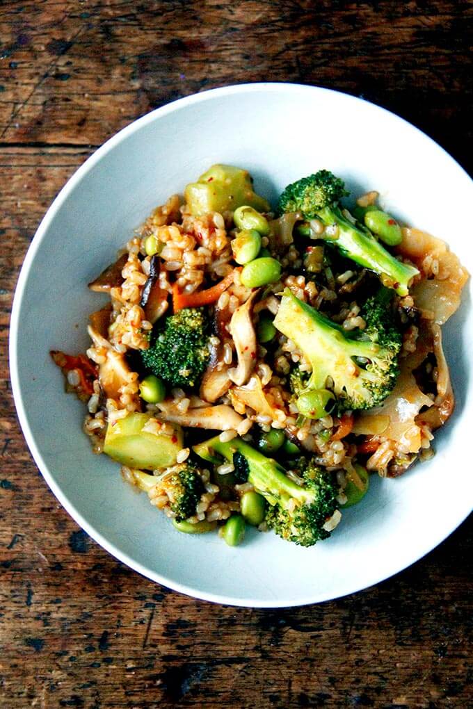 A bowl of Kimchi fried rice.