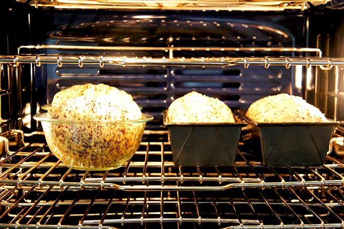 quinoa-flax bread baking in the oven