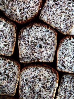 quinoa flax bread sliced and toasted