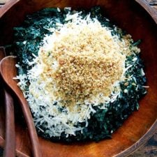 Favorite Kale Salad with Parmigiano Reggiano, Shallot Vinaigrette, and Toasty Bread Crumbs