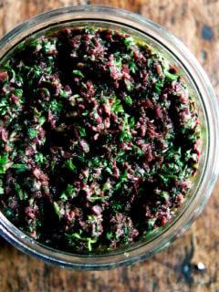 olive tapenade with capers and parsley