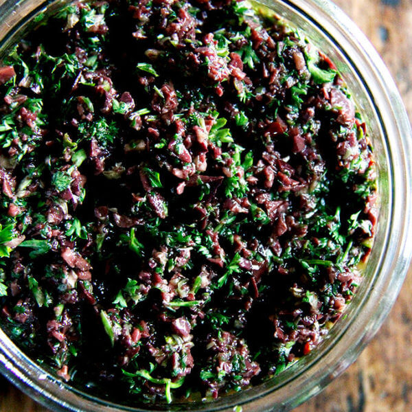 olive tapenade with capers and parsley
