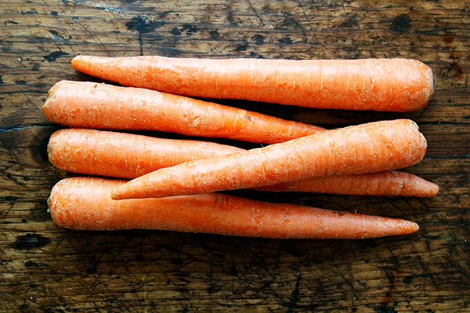 Carrots on a board. 