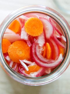 A jar of simple refrigerator pickles.