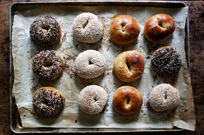 Just-baked bagels. 