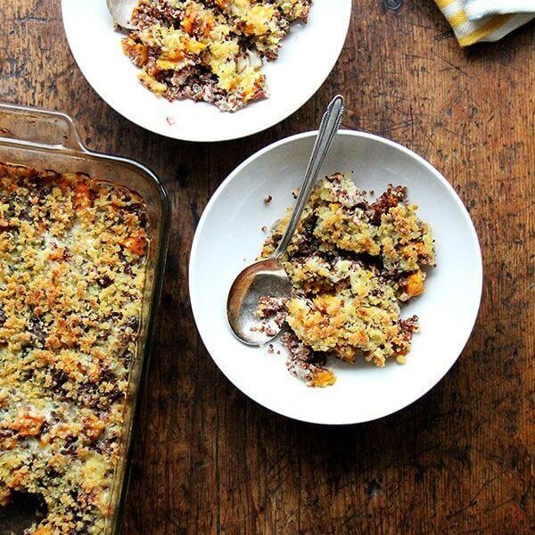 quinoa bake with roasted butternut squash and onions