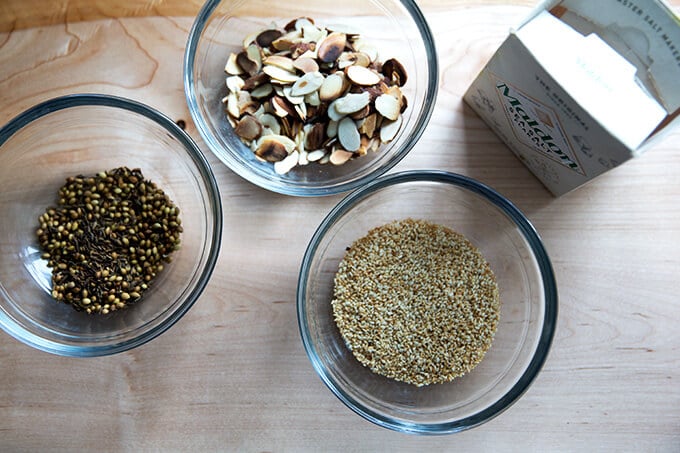 Toasted Almond Dukkah Ingredients. 