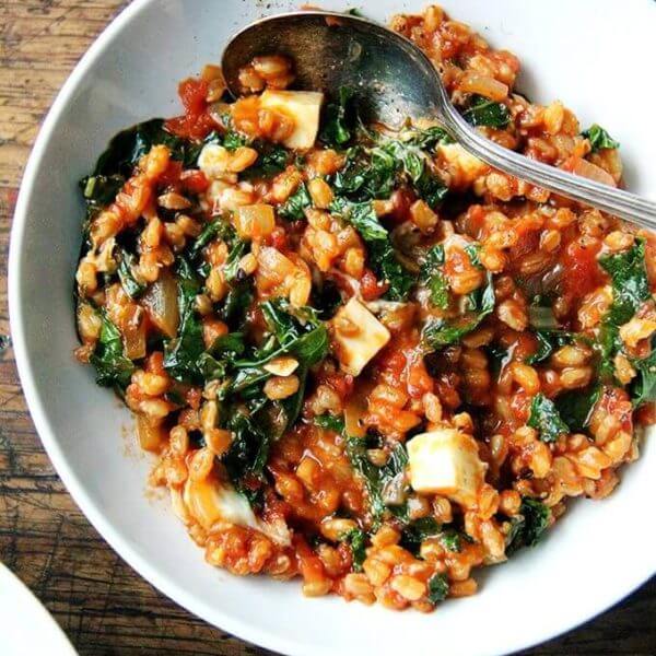 Ottolenghi's farro with tomatoes and kale