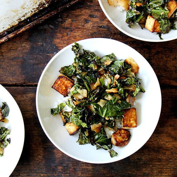 crispy tofu and kale with coconut