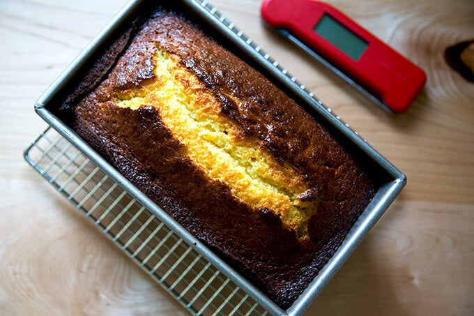 just-baked orange ricotta pound cake