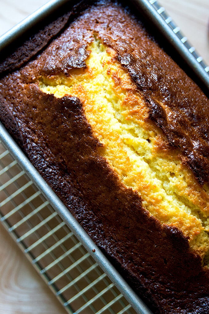 just-baked orange-ricotta pound cake