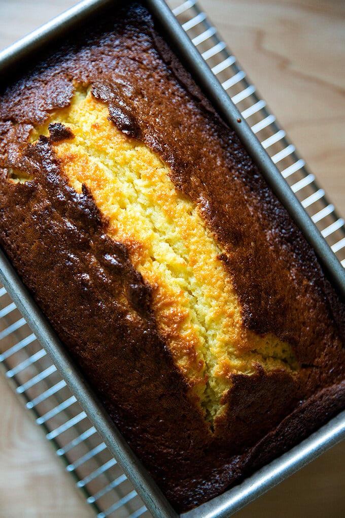 just-baked orange ricotta pound cake