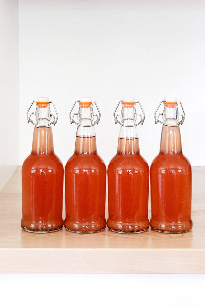 rhubarb schnapps, bottled