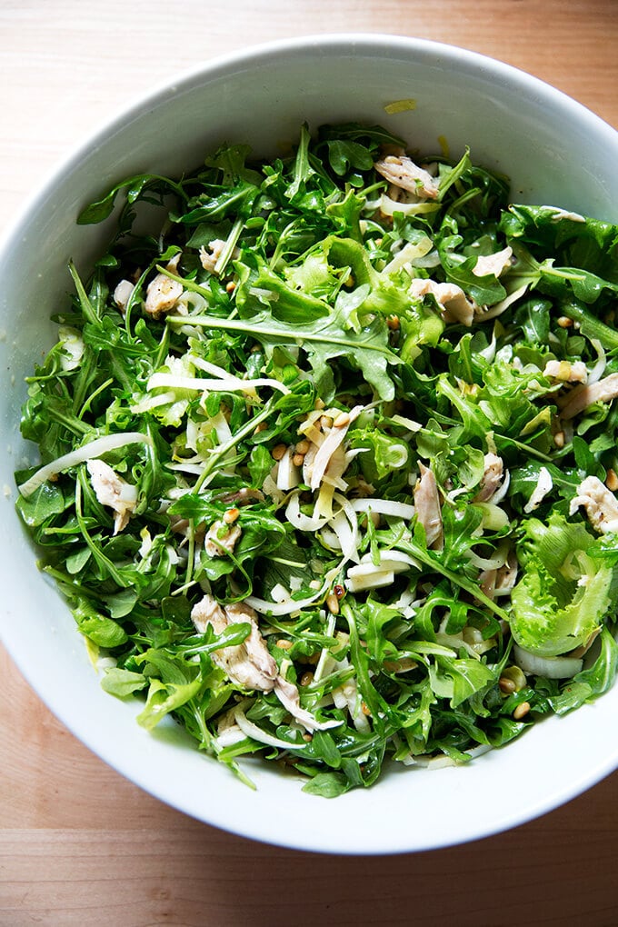 roast chicken arugula salad