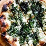 pizza with kale and crème fraîche