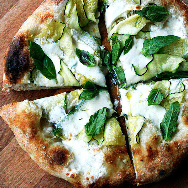 the zucchini anchovy pizza