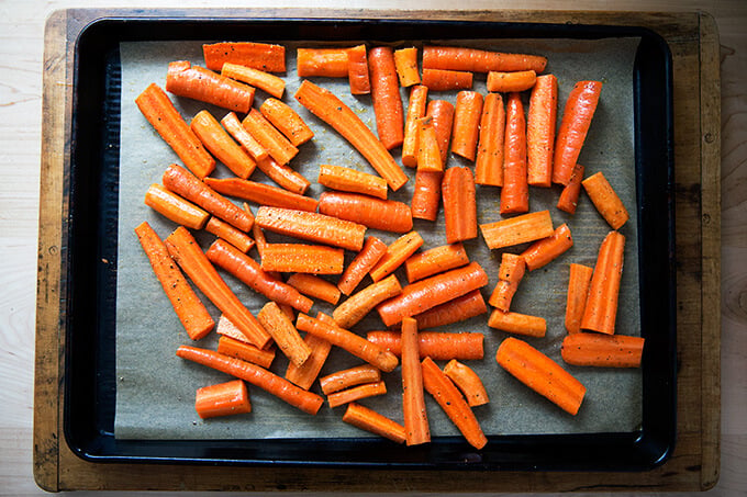 carrots, ready to be roasted