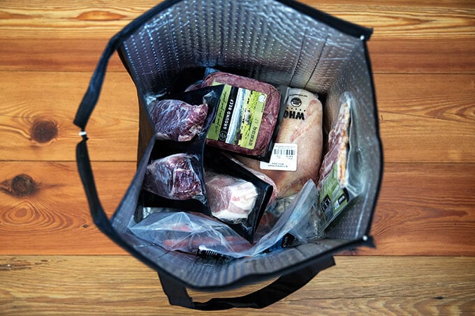 Butcher Box freezer bag, open