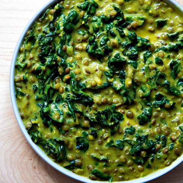Curried lentils with kale and coconut