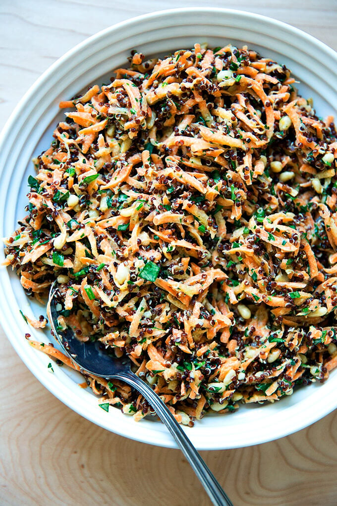 carrot-quinoa salad with lemon-tahini dressing