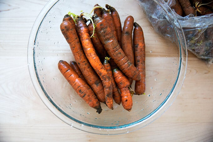 carrots, washed