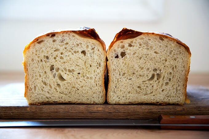 sourdough sandwich bread, crumb shot