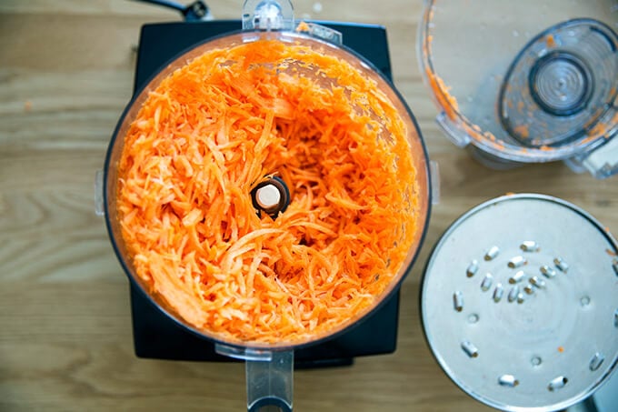 carrots, grated in the food processor