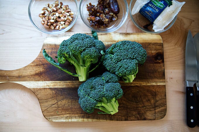 ingredients for charred broccoli salad