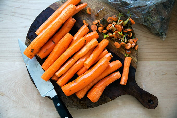 peeled and trimmed carrots