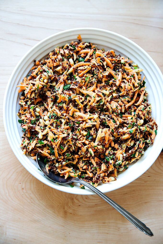 carrot-quinoa salad with lemon-tahini dressing