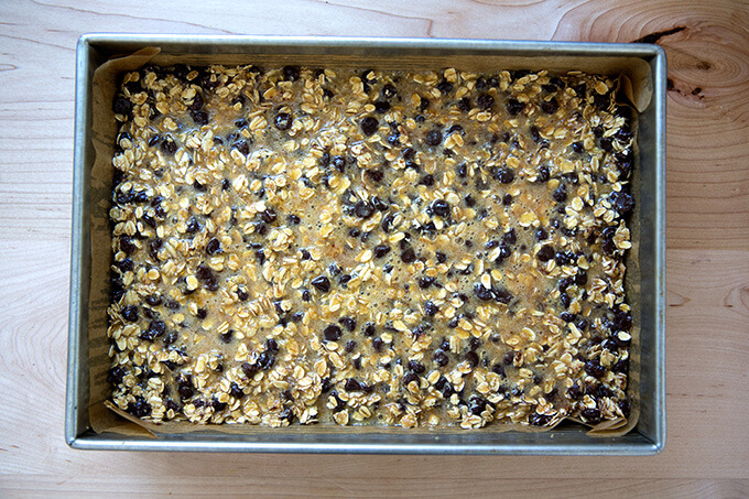 oat bars, ready for the oven