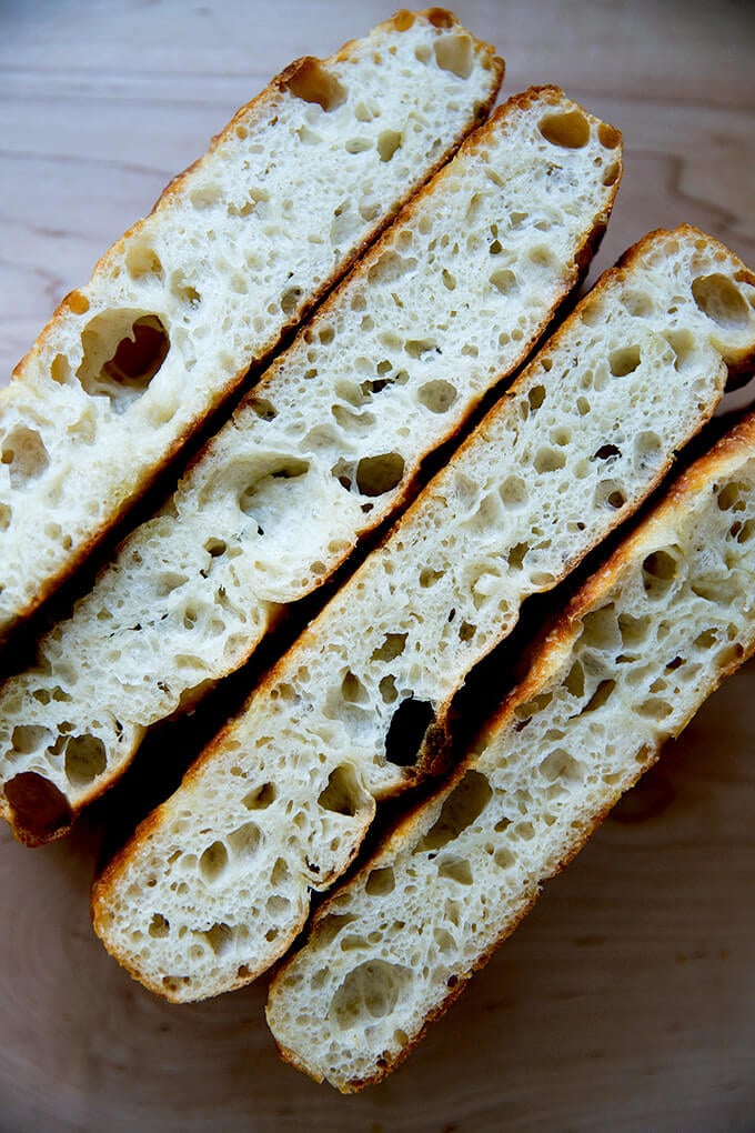 sourdough focaccia, crumb shot