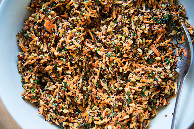 carrot-quinoa salad with lemon-tahini dressing 
