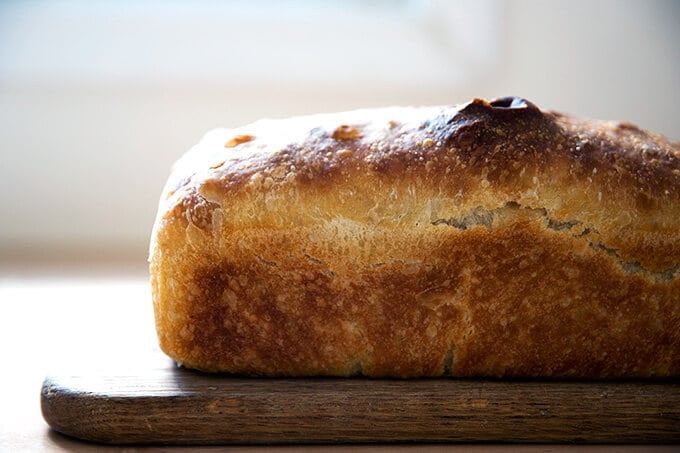 Sideview of sourdough sandwich bread.