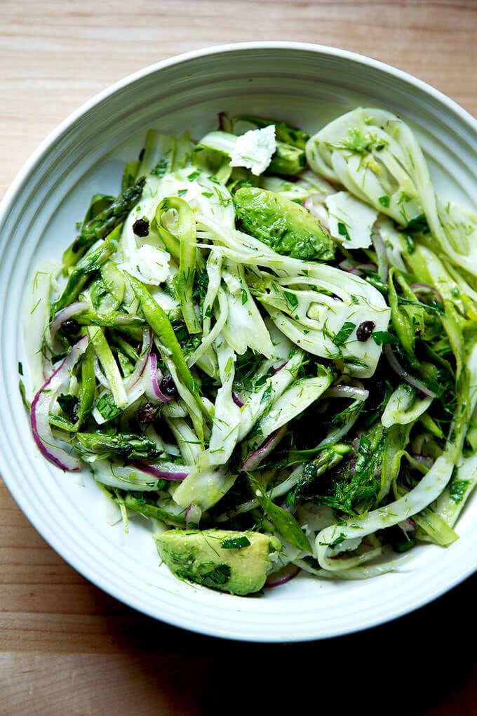 A bowl of shaved fennel salad.