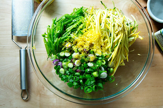 Snap Pea Salad w/Roasted Almonds, Parmesan Mom's Kitchen Handbook