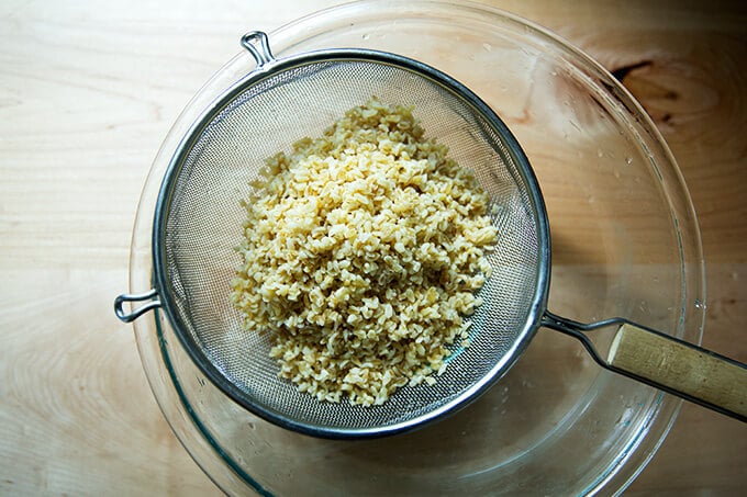 bulgur, soaked and drained