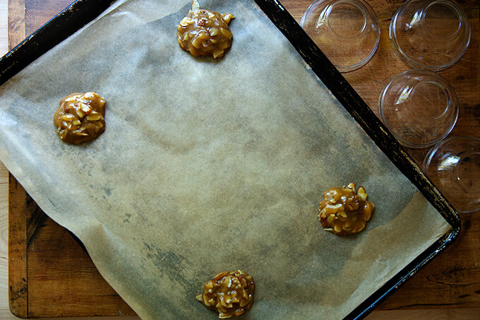 butterscotch cookie batter on sheet pan