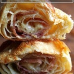 ham and cheese croissants, halved