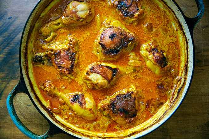 One-bowl Thai chicken curry, just out of the oven. 