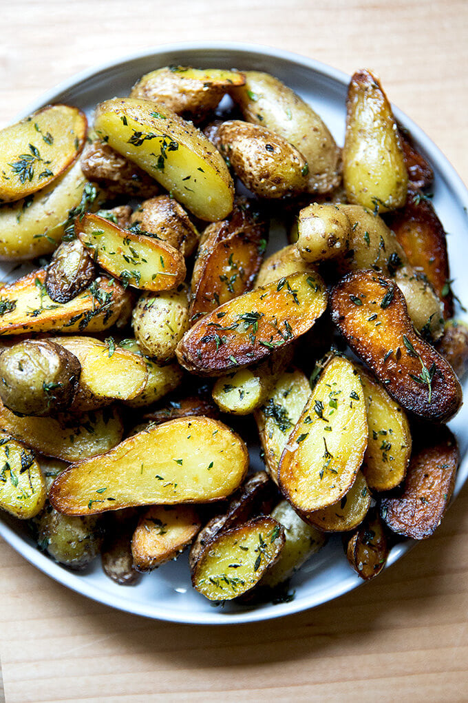 A plate of fingerling potatoes.