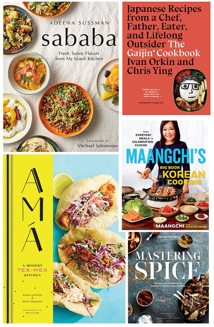 A montage of 5 new fall 2019 cookbooks.