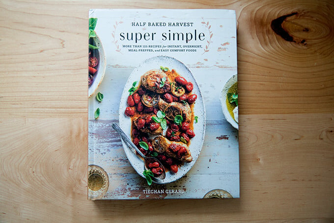 A cookbook on a countertop: Half Baked Harvest Super Simple