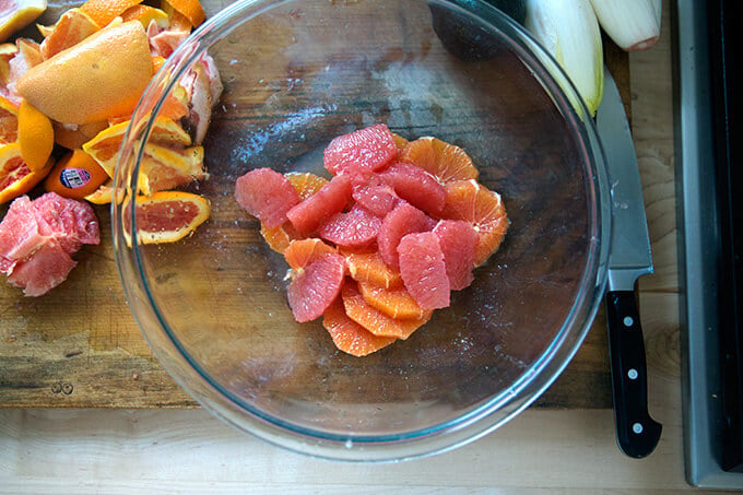 Citrus segments in a bowl.