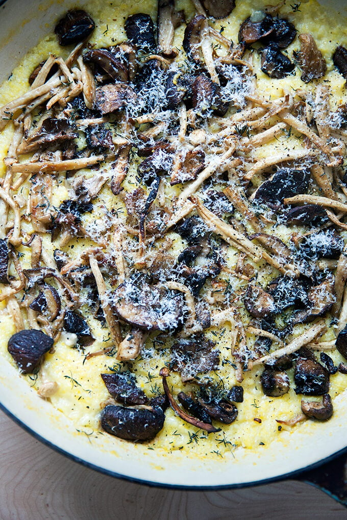 Just baked roasted mushroom polenta bake.