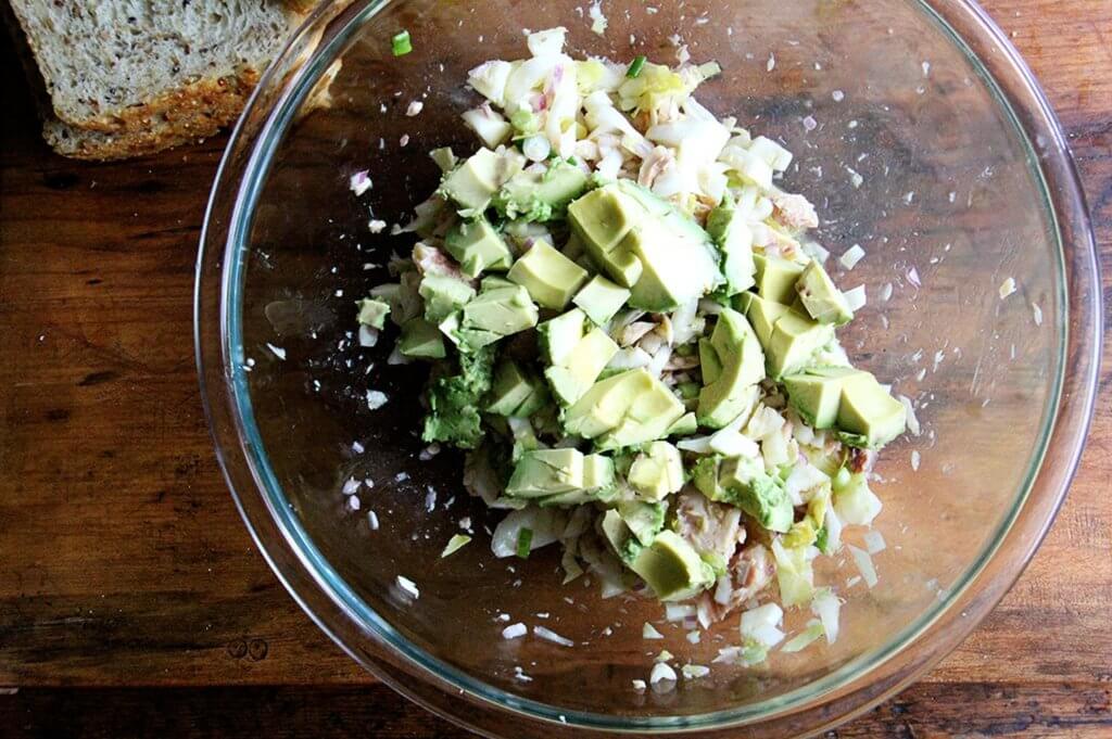 Avocado added to the salad. 