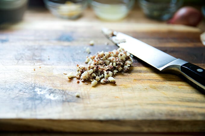 Minced anchovies and garlic.