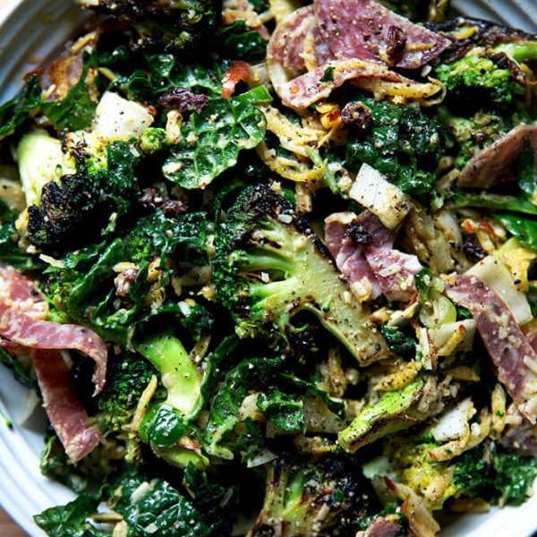 A bowl of chopped salad with cashew dressing.