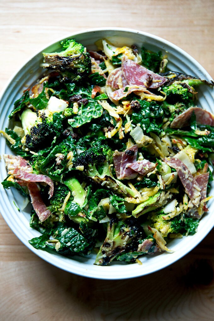 A bowl of chopped salad with cashew dressing.