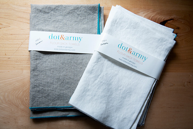 Dot and Army flour sack towels. 